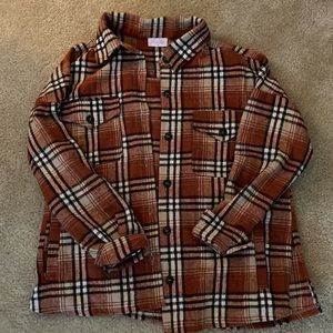 Pink lily Orange Plaid Shacket